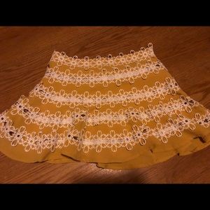 Mustard Skirt with Lace Details